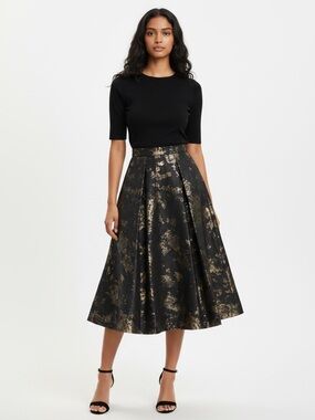 Ryan Roberts pleated linen lined pleated skirt
